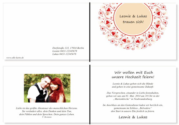  Einladungskarten Hochzeit, Hochzeitseinladungen, Hochzeitskarten, Einladungen f&uuml;r Hochzeit