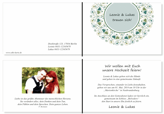  Einladungskarten Hochzeit, Hochzeitseinladungen, Hochzeitskarten, Einladungen f&uuml;r Hochzeit