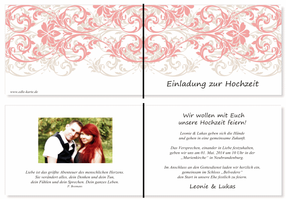  Einladungskarten Hochzeit, Hochzeitseinladungen, Hochzeitskarten, Einladungen f&uuml;r Hochzeit