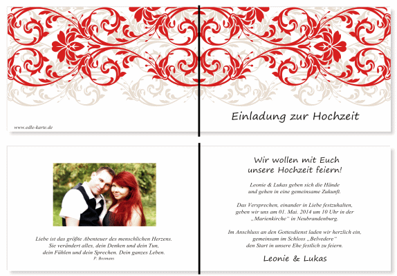  Einladungskarten Hochzeit, Hochzeitseinladungen, Hochzeitskarten, Einladungen f&uuml;r Hochzeit