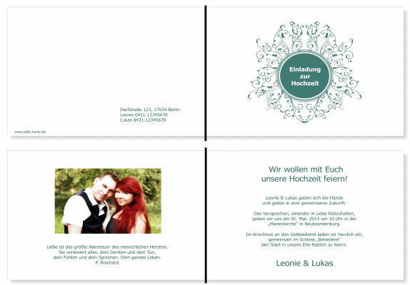  Einladungskarten Hochzeit, Hochzeitseinladungen, Hochzeitskarten, Einladungen f&uuml;r Hochzeit