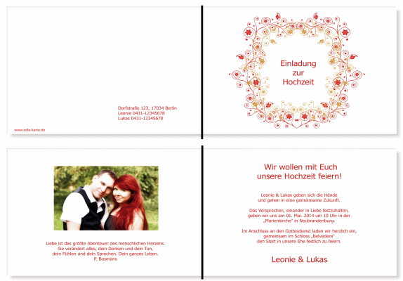  Einladungskarten Hochzeit, Hochzeitseinladungen, Hochzeitskarten, Einladungen f&uuml;r Hochzeit