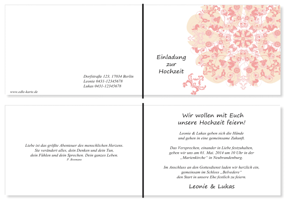 Einladungskarten Hochzeit, Hochzeitseinladungen, Hochzeitskarten, Einladungen f&uuml;r Hochzeit