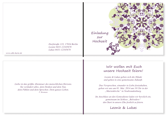  Einladungskarten Hochzeit, Hochzeitseinladungen, Hochzeitskarten, Einladungen f&uuml;r Hochzeit