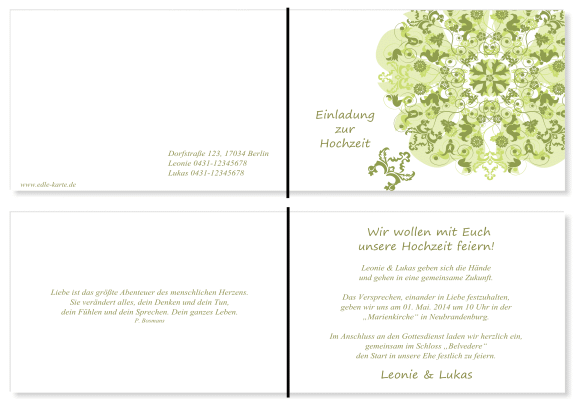  Einladungskarten Hochzeit, Hochzeitseinladungen, Hochzeitskarten, Einladungen f&uuml;r Hochzeit