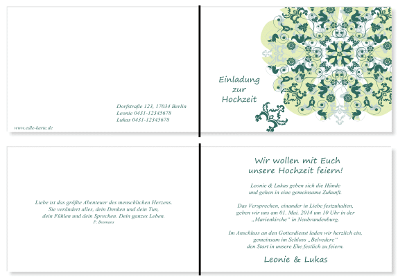  Einladungskarten Hochzeit, Hochzeitseinladungen, Hochzeitskarten, Einladungen f&uuml;r Hochzeit