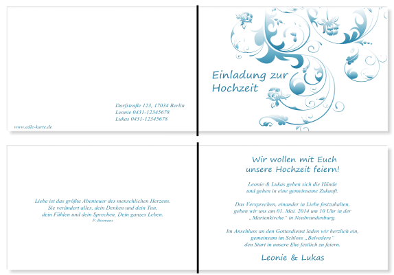  Einladungskarten Hochzeit, Hochzeitseinladungen, Hochzeitskarten, Einladungen f&uuml;r Hochzeit