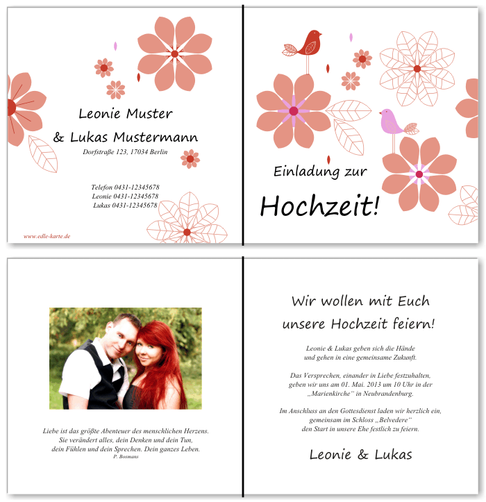  Einladungskarten Hochzeit, Hochzeitseinladungen, Hochzeitskarten, Einladungen f&uuml;r Hochzeit