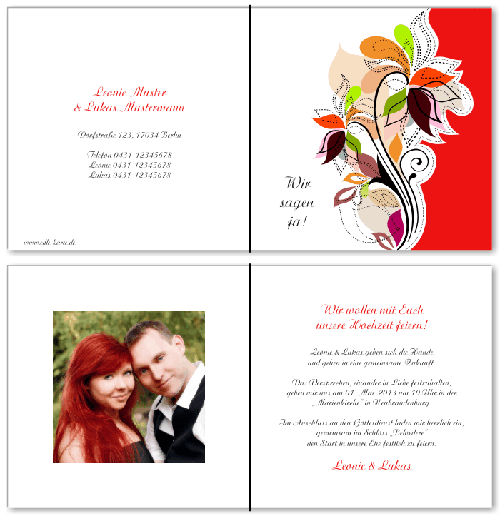  Einladungskarten Hochzeit, Hochzeitseinladungen, Hochzeitskarten, Einladungen f&uuml;r Hochzeit