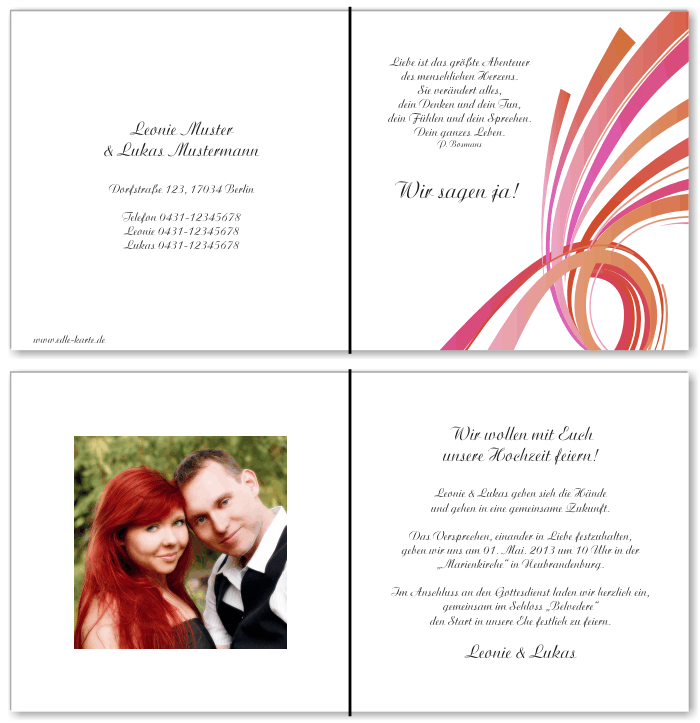  Einladungskarten Hochzeit, Hochzeitseinladungen, Hochzeitskarten, Einladungen f&uuml;r Hochzeit