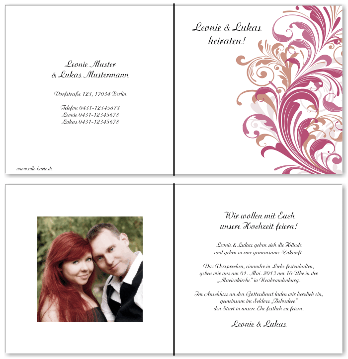  Einladungskarten Hochzeit, Hochzeitseinladungen, Hochzeitskarten, Einladungen f&uuml;r Hochzeit