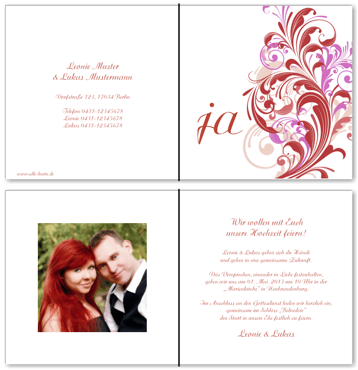  Einladungskarten Hochzeit, Hochzeitseinladungen, Hochzeitskarten, Einladungen f&uuml;r Hochzeit