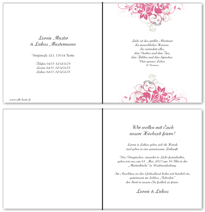  Einladungskarten Hochzeit, Hochzeitseinladungen, Hochzeitskarten, Einladungen f&uuml;r Hochzeit