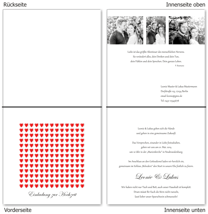  Einladungskarten Hochzeit, Hochzeitseinladungen, Hochzeitskarten, Einladungen f&uuml;r Hochzeit