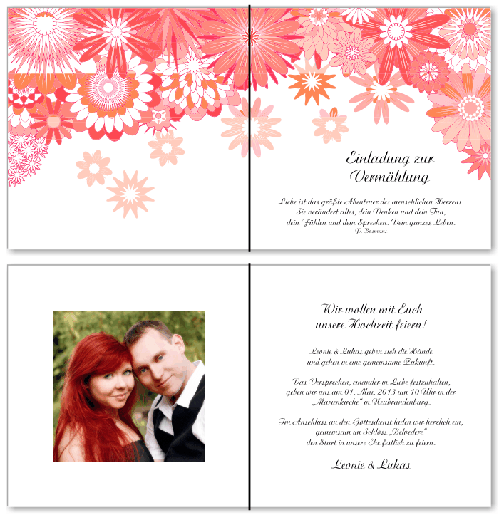  Einladungskarten Hochzeit, Hochzeitseinladungen, Hochzeitskarten, Einladungen f&uuml;r Hochzeit