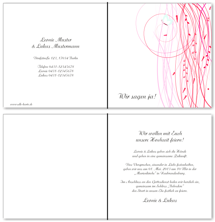  Einladungskarten Hochzeit, Hochzeitseinladungen, Hochzeitskarten, Einladungen f&uuml;r Hochzeit