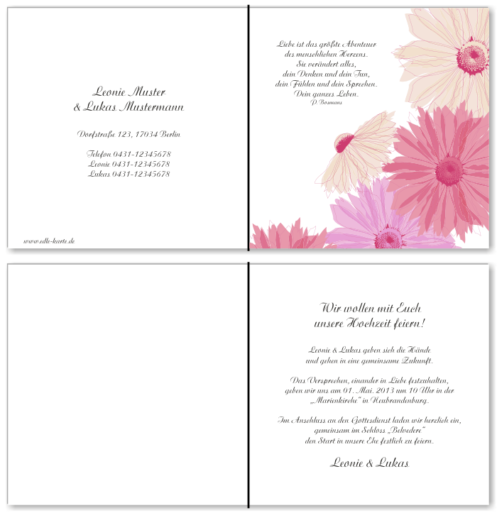  Einladungskarten Hochzeit, Hochzeitseinladungen, Hochzeitskarten, Einladungen f&uuml;r Hochzeit