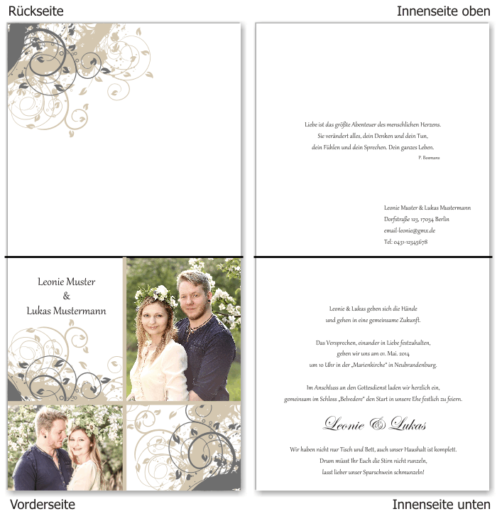  Einladungskarten Hochzeit, Hochzeitseinladungen, Hochzeitskarten, Einladungen f&uuml;r Hochzeit