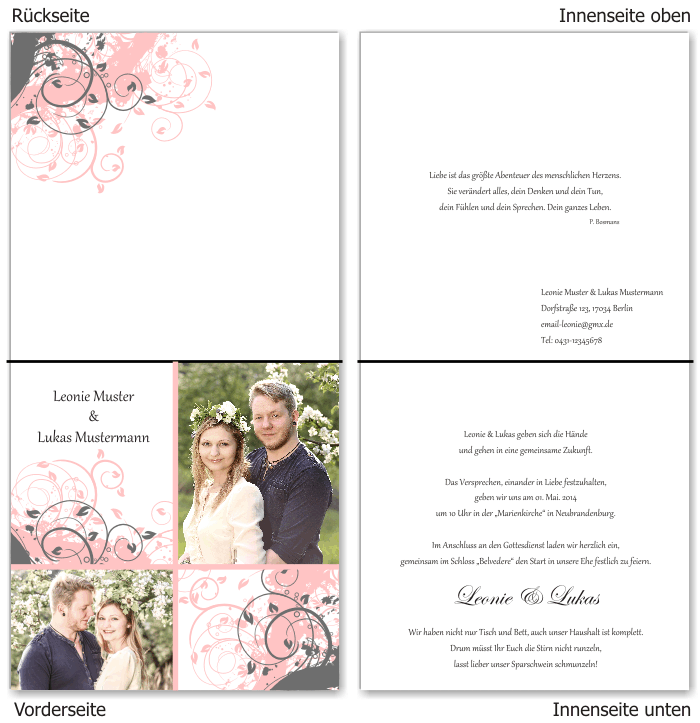  Einladungskarten Hochzeit, Hochzeitseinladungen, Hochzeitskarten, Einladungen f&uuml;r Hochzeit