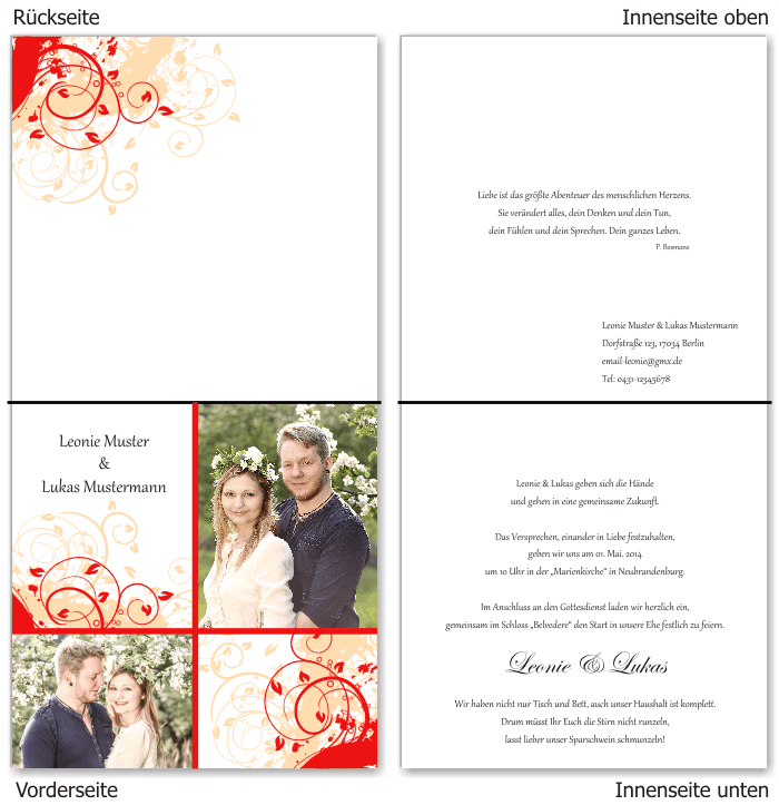  Einladungskarten Hochzeit, Hochzeitseinladungen, Hochzeitskarten, Einladungen f&uuml;r Hochzeit