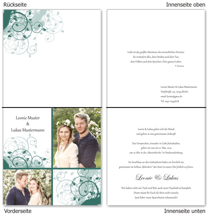  Einladungskarten Hochzeit, Hochzeitseinladungen, Hochzeitskarten, Einladungen f&uuml;r Hochzeit