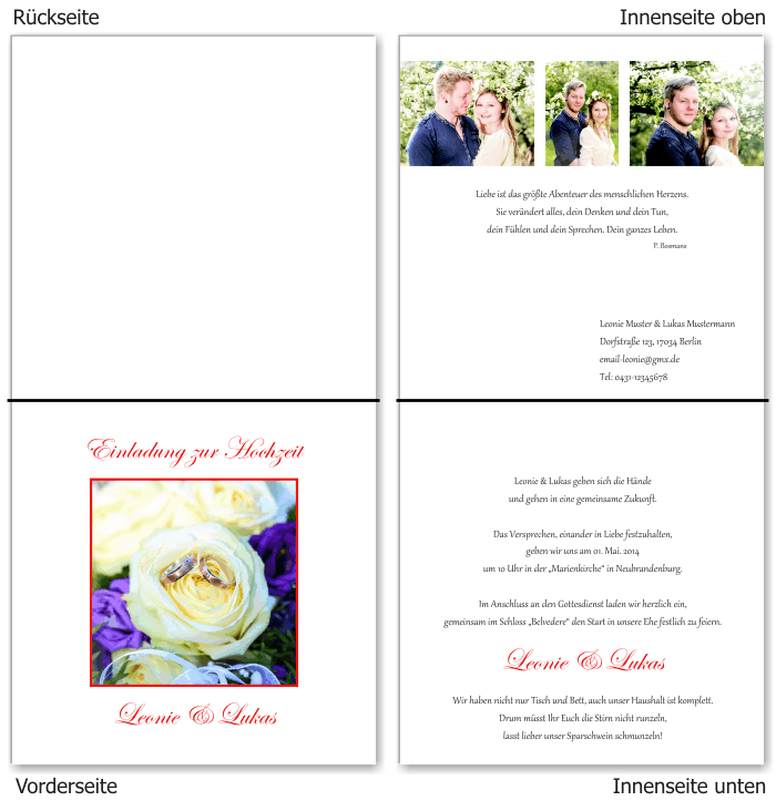  Einladungskarten Hochzeit, Hochzeitseinladungen, Hochzeitskarten, Einladungen f&uuml;r Hochzeit