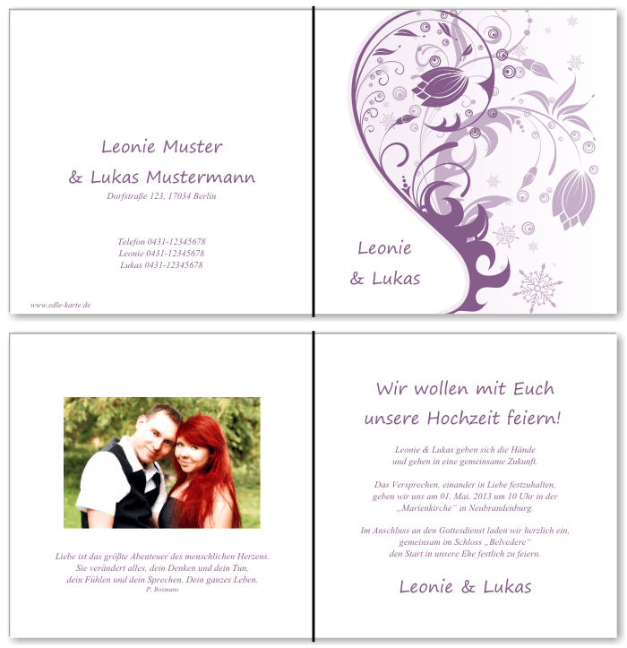  Einladungskarten Hochzeit, Hochzeitseinladungen, Hochzeitskarten, Einladungen f&uuml;r Hochzeit