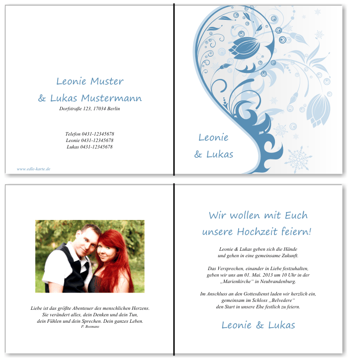  Einladungskarten Hochzeit, Hochzeitseinladungen, Hochzeitskarten, Einladungen f&uuml;r Hochzeit