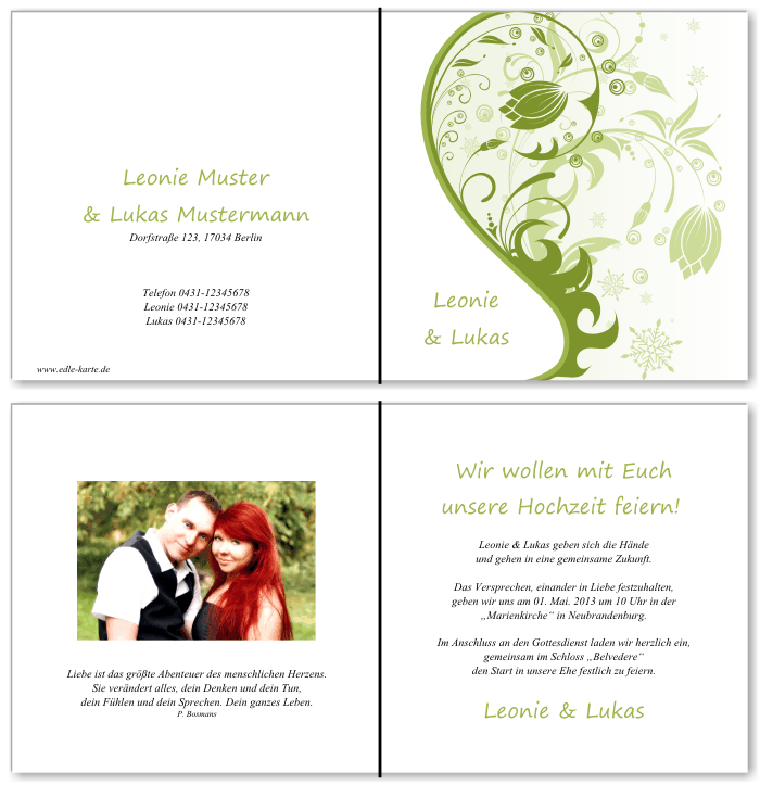  Einladungskarten Hochzeit, Hochzeitseinladungen, Hochzeitskarten, Einladungen f&uuml;r Hochzeit