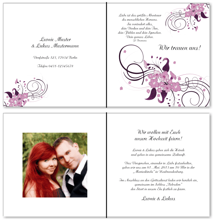  Einladungskarten Hochzeit, Hochzeitseinladungen, Hochzeitskarten, Einladungen f&uuml;r Hochzeit