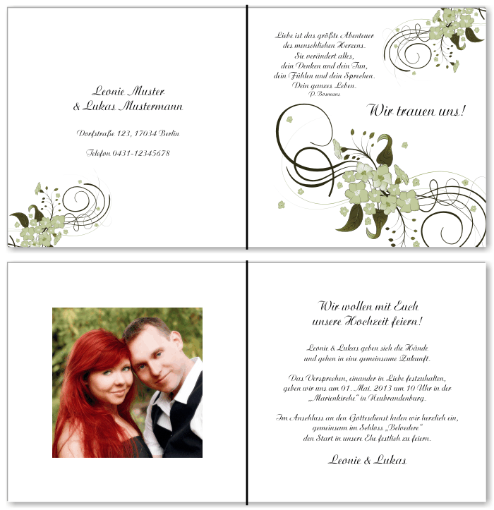  Einladungskarten Hochzeit, Hochzeitseinladungen, Hochzeitskarten, Einladungen f&uuml;r Hochzeit