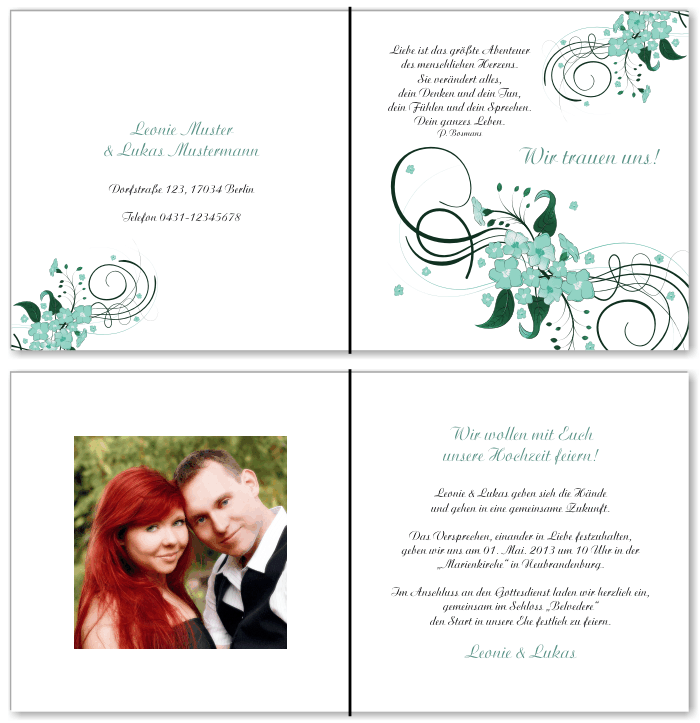  Einladungskarten Hochzeit, Hochzeitseinladungen, Hochzeitskarten, Einladungen f&uuml;r Hochzeit