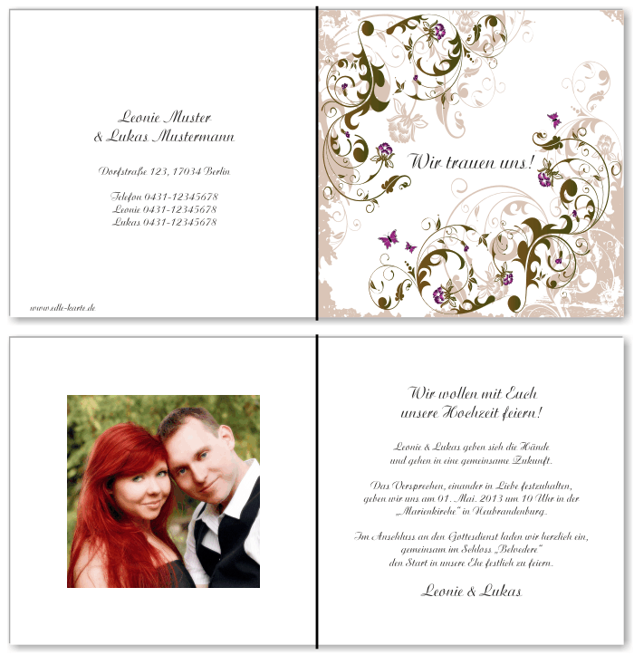  Einladungskarten Hochzeit, Hochzeitseinladungen, Hochzeitskarten, Einladungen f&uuml;r Hochzeit