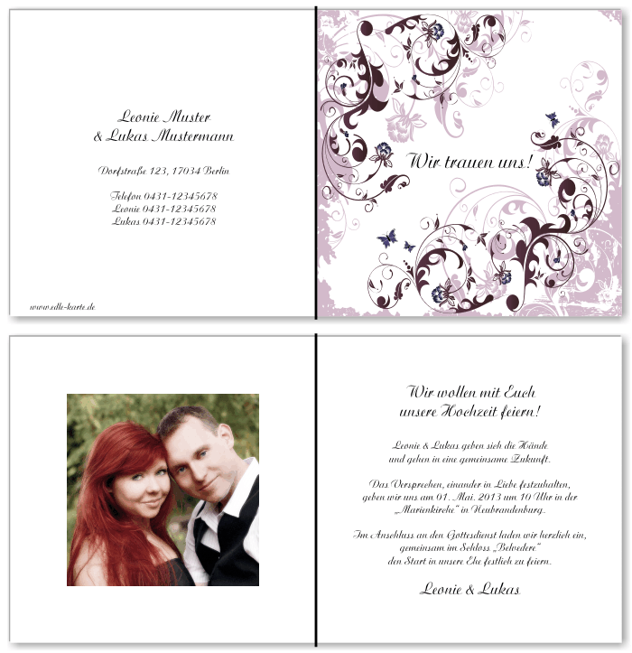  Einladungskarten Hochzeit, Hochzeitseinladungen, Hochzeitskarten, Einladungen f&uuml;r Hochzeit