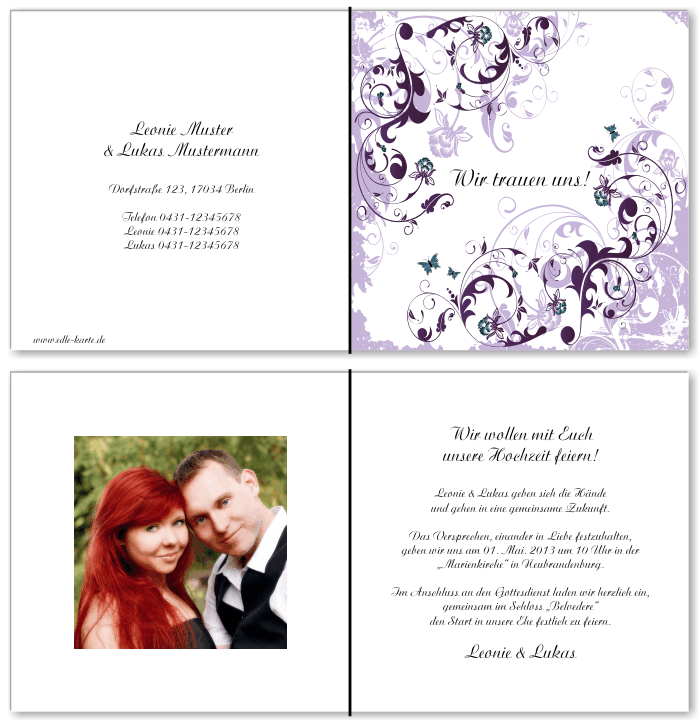  Einladungskarten Hochzeit, Hochzeitseinladungen, Hochzeitskarten, Einladungen f&uuml;r Hochzeit