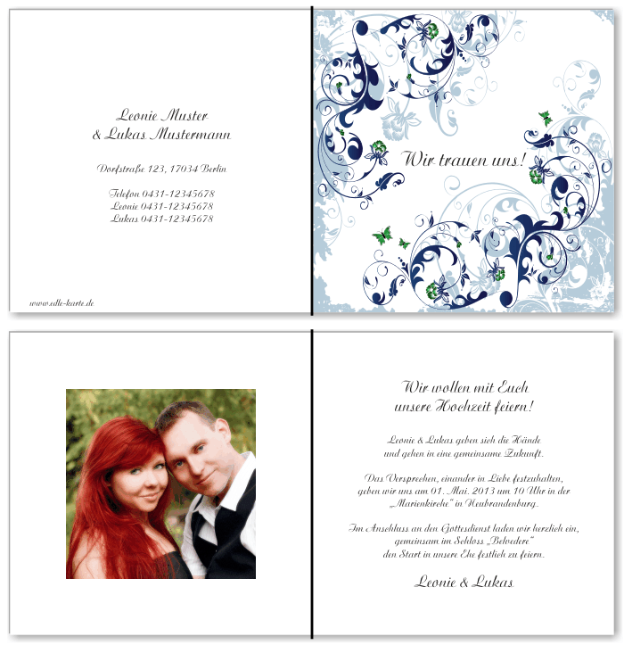  Einladungskarten Hochzeit, Hochzeitseinladungen, Hochzeitskarten, Einladungen f&uuml;r Hochzeit