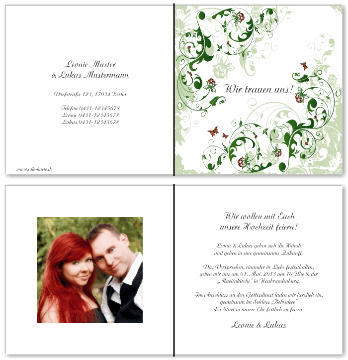  Einladungskarten Hochzeit, Hochzeitseinladungen, Hochzeitskarten, Einladungen f&uuml;r Hochzeit