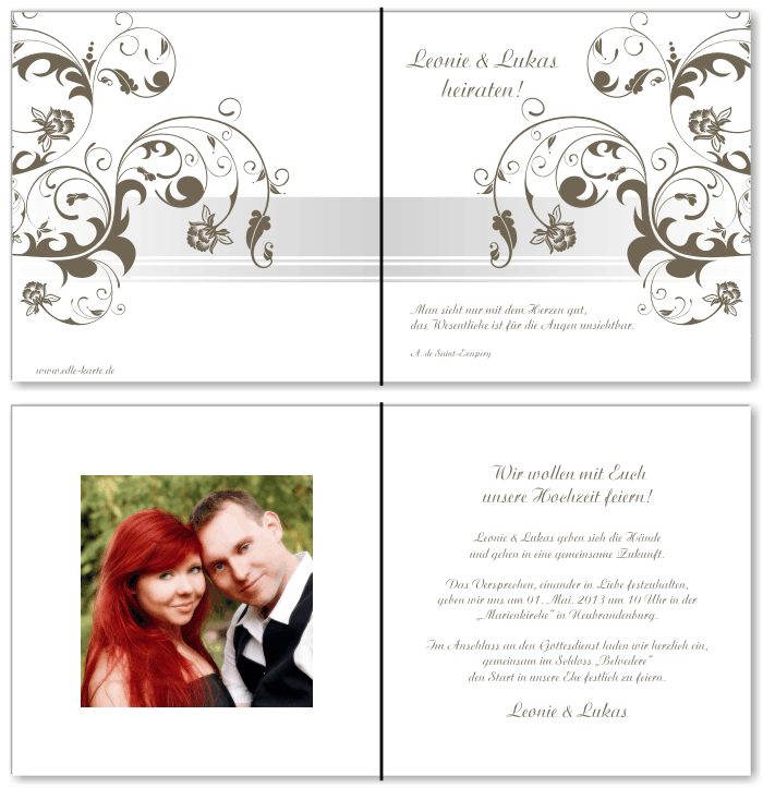  Einladungskarten Hochzeit, Hochzeitseinladungen, Hochzeitskarten, Einladungen f&uuml;r Hochzeit