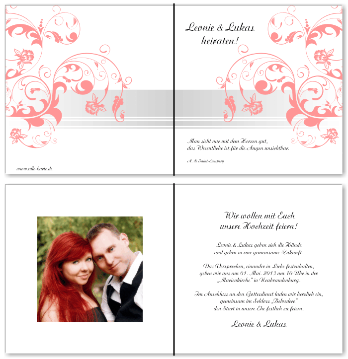  Einladungskarten Hochzeit, Hochzeitseinladungen, Hochzeitskarten, Einladungen f&uuml;r Hochzeit