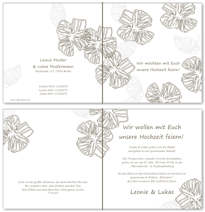  Einladungskarten Hochzeit, Hochzeitseinladungen, Hochzeitskarten, Einladungen f&uuml;r Hochzeit