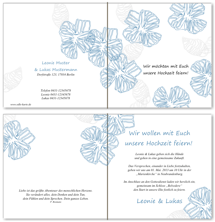  Einladungskarten Hochzeit, Hochzeitseinladungen, Hochzeitskarten, Einladungen f&uuml;r Hochzeit