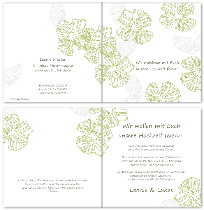  Einladungskarten Hochzeit, Hochzeitseinladungen, Hochzeitskarten, Einladungen f&uuml;r Hochzeit