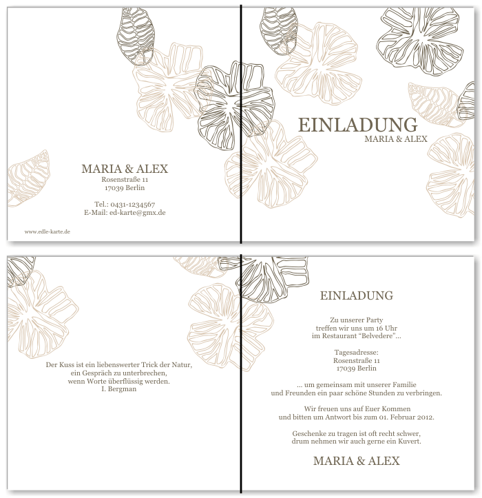  Einladungskarten Hochzeit, Hochzeitseinladungen, Hochzeitskarten, Einladungen f&uuml;r Hochzeit