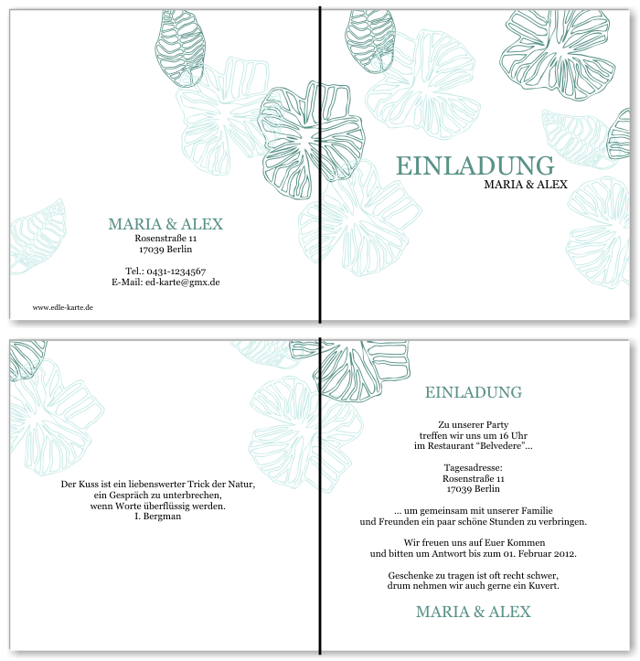  Einladungskarten Hochzeit, Hochzeitseinladungen, Hochzeitskarten, Einladungen f&uuml;r Hochzeit