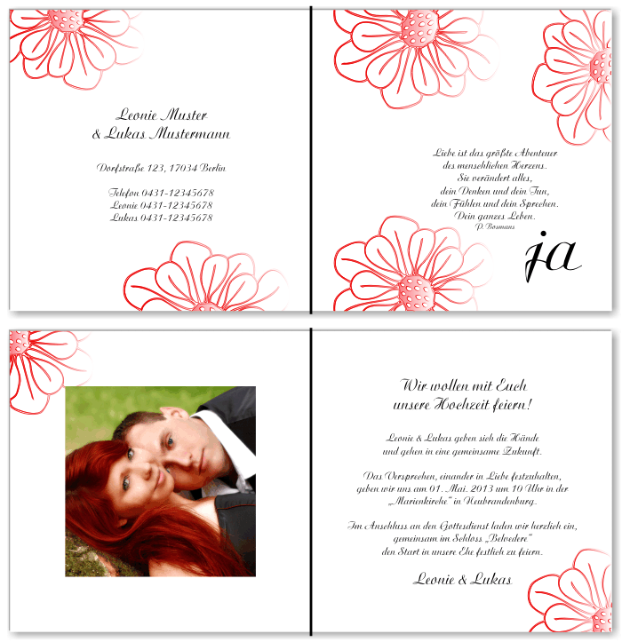  Einladungskarten Hochzeit, Hochzeitseinladungen, Hochzeitskarten, Einladungen f&uuml;r Hochzeit