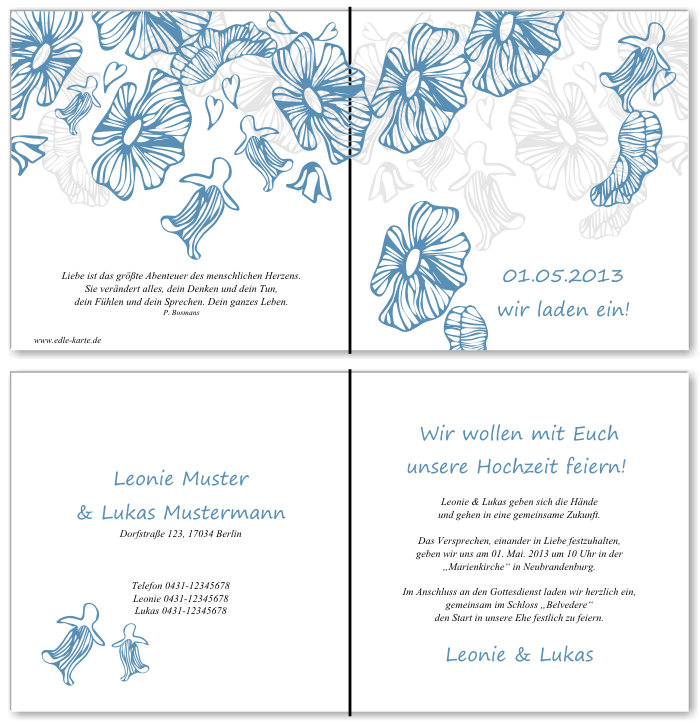  Einladungskarten Hochzeit, Hochzeitseinladungen, Hochzeitskarten, Einladungen f&uuml;r Hochzeit