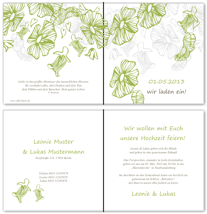  Einladungskarten Hochzeit, Hochzeitseinladungen, Hochzeitskarten, Einladungen f&uuml;r Hochzeit