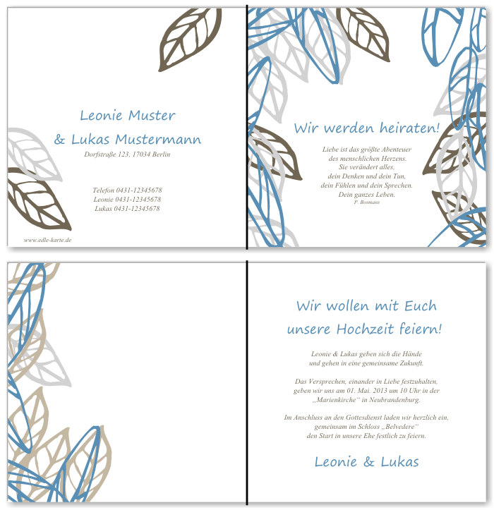  Einladungskarten Hochzeit, Hochzeitseinladungen, Hochzeitskarten, Einladungen f&uuml;r Hochzeit