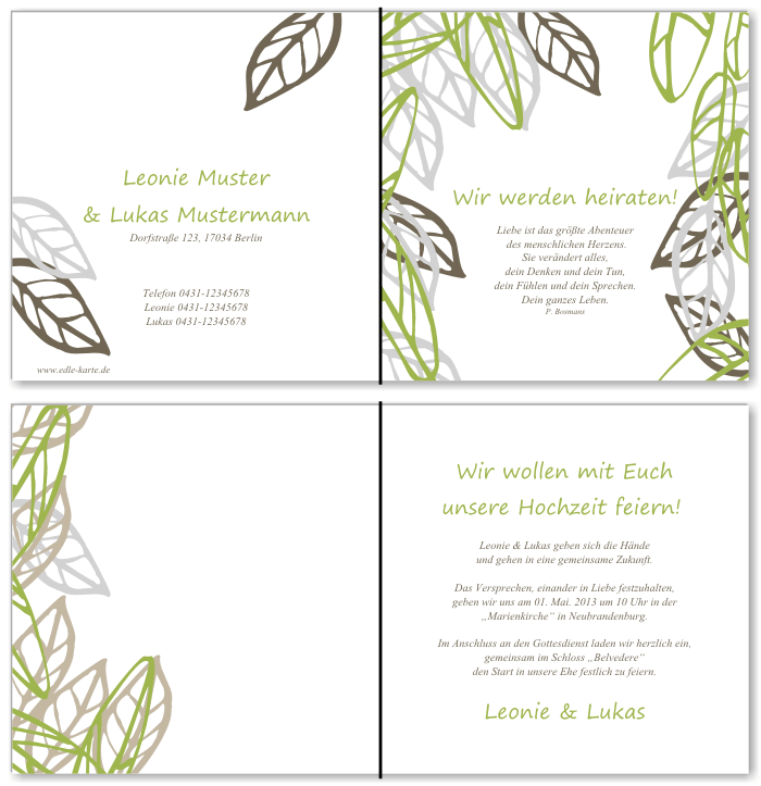  Einladungskarten Hochzeit, Hochzeitseinladungen, Hochzeitskarten, Einladungen f&uuml;r Hochzeit