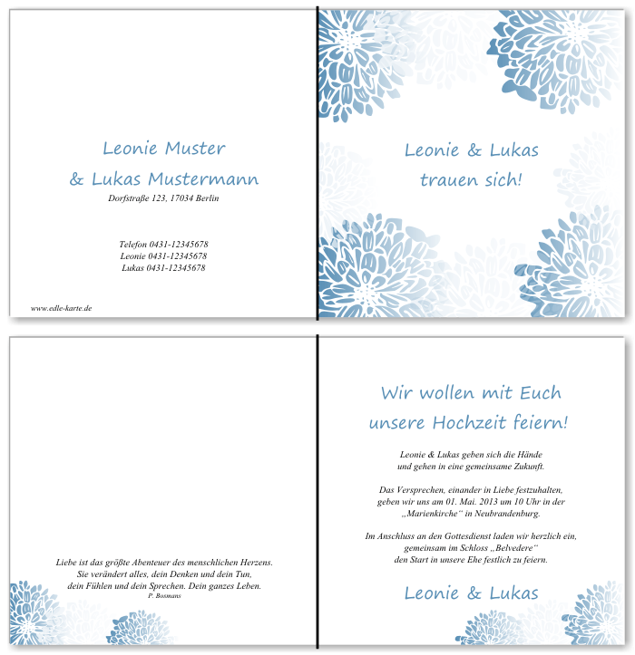  Einladungskarten Hochzeit, Hochzeitseinladungen, Hochzeitskarten, Einladungen f&uuml;r Hochzeit